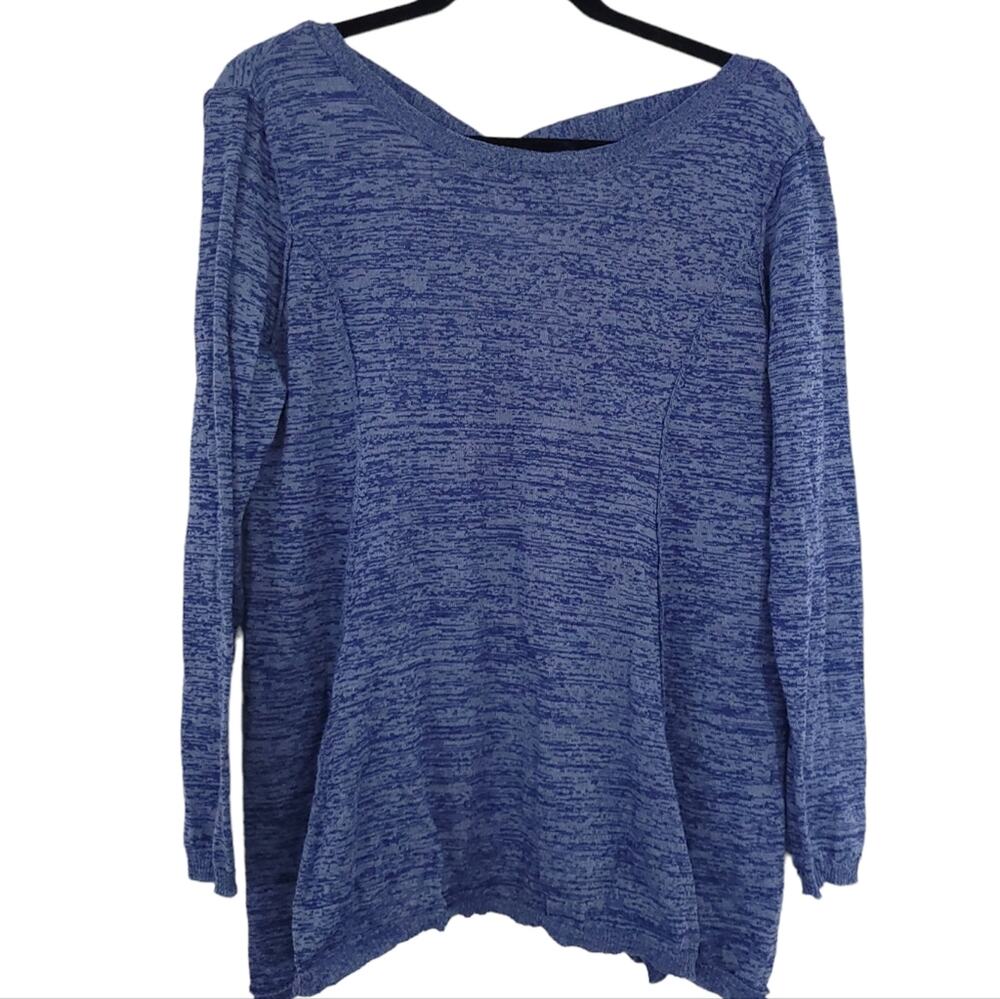 A Pea in the Pod Maternity Sweater Large Blue Heathered Criss Cross Back